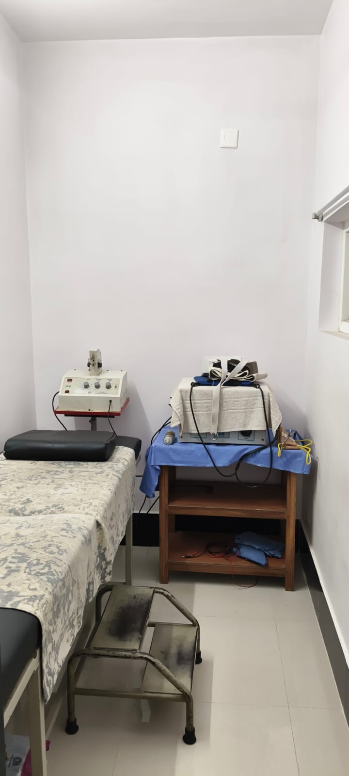 Electrotherapy treatment room at Dr. Naidu Hospital Yeleswaram